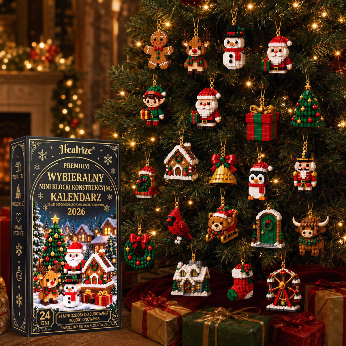 🎄 Kalendarz adwentowy z 24 mini ozdobami świątecznymi wykonanymi z kostek 🎉🎉