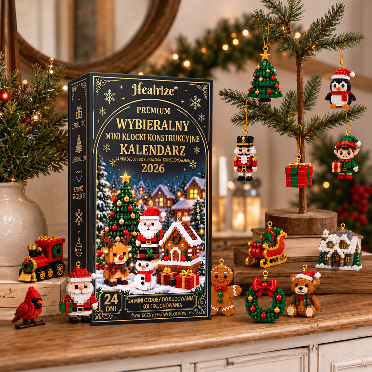 🎄 Kalendarz adwentowy z 24 mini ozdobami świątecznymi wykonanymi z kostek 🎉🎉