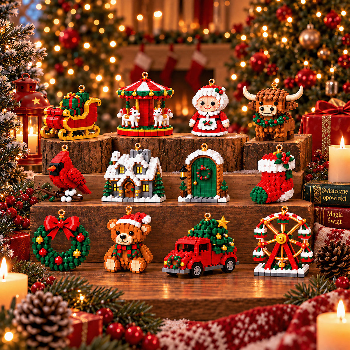 🎄 Kalendarz adwentowy z 24 mini ozdobami świątecznymi wykonanymi z kostek 🎉🎉