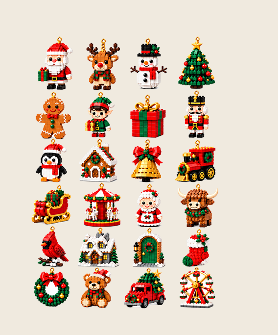 🎄 Kalendarz adwentowy z 24 mini ozdobami świątecznymi wykonanymi z kostek 🎉🎉